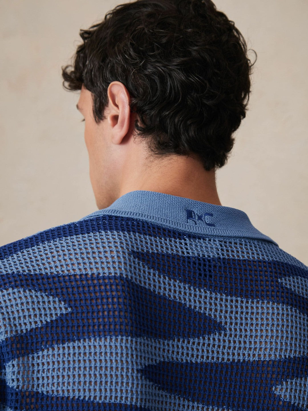 Men | Ché Wave Crochet Shirt in Blue
