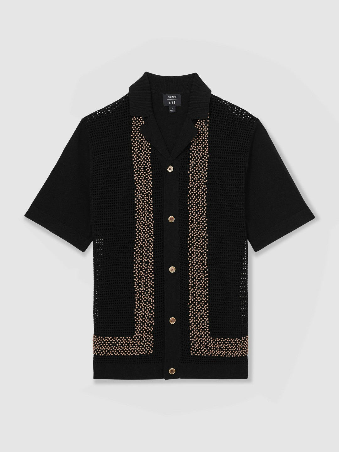 Men | Ché Beaded Crochet Shirt in Black