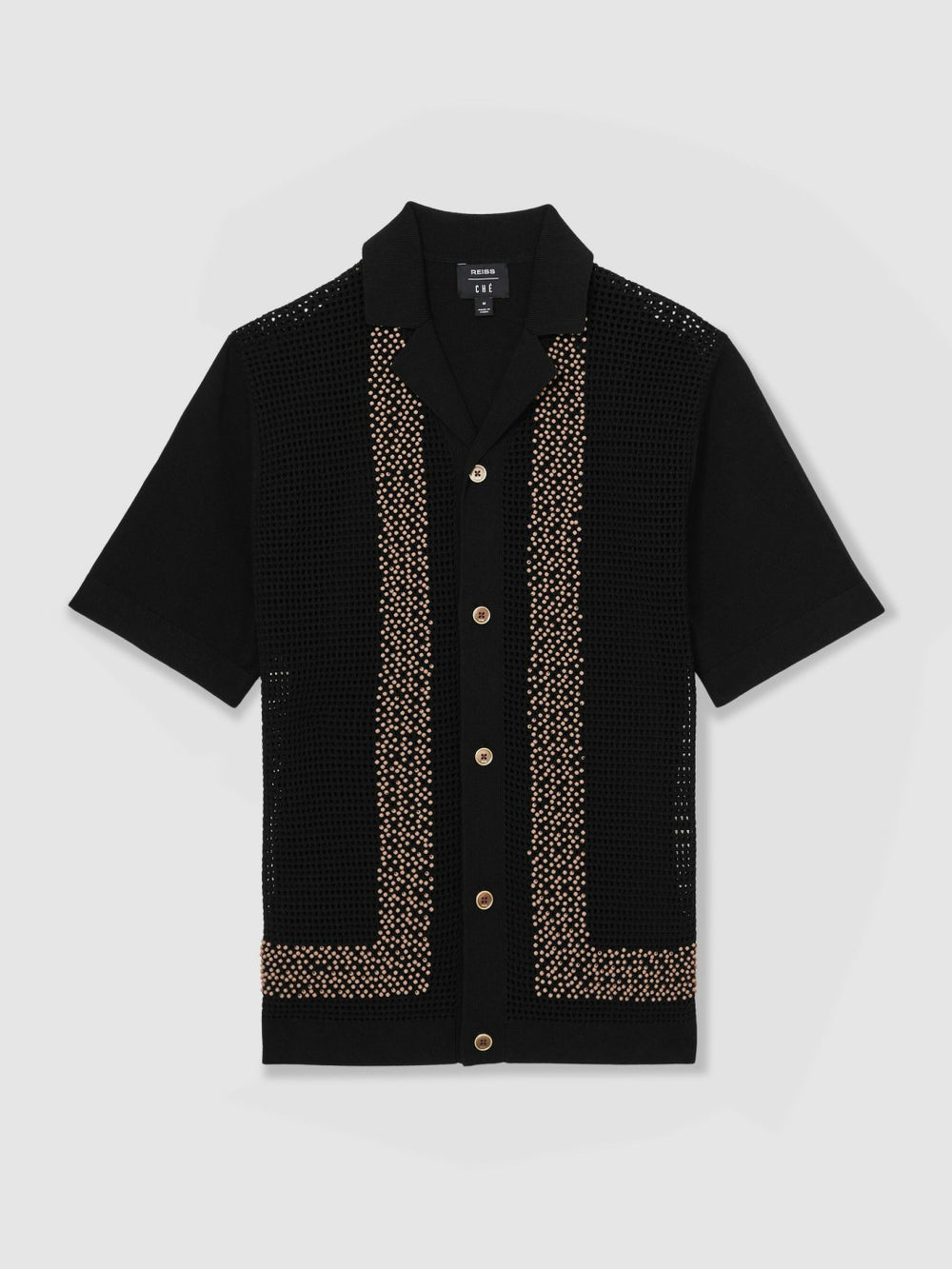 Men | Ché Beaded Crochet Shirt in Black