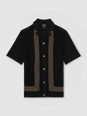 Men | Ché Beaded Crochet Shirt in Black