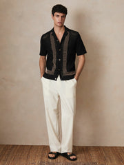 Men | Ché Beaded Crochet Shirt in Black