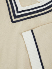Children & Baby 13-14 yrs Cotton-Linen Knit V-Neck Cricket Top in Neutral