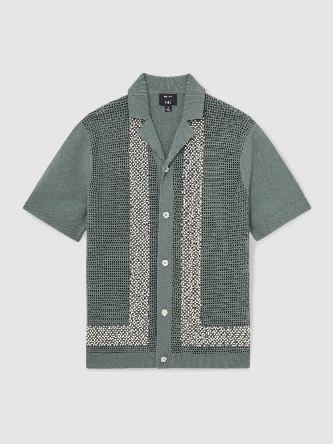 Men | Ché Beaded Crochet Shirt in Sage