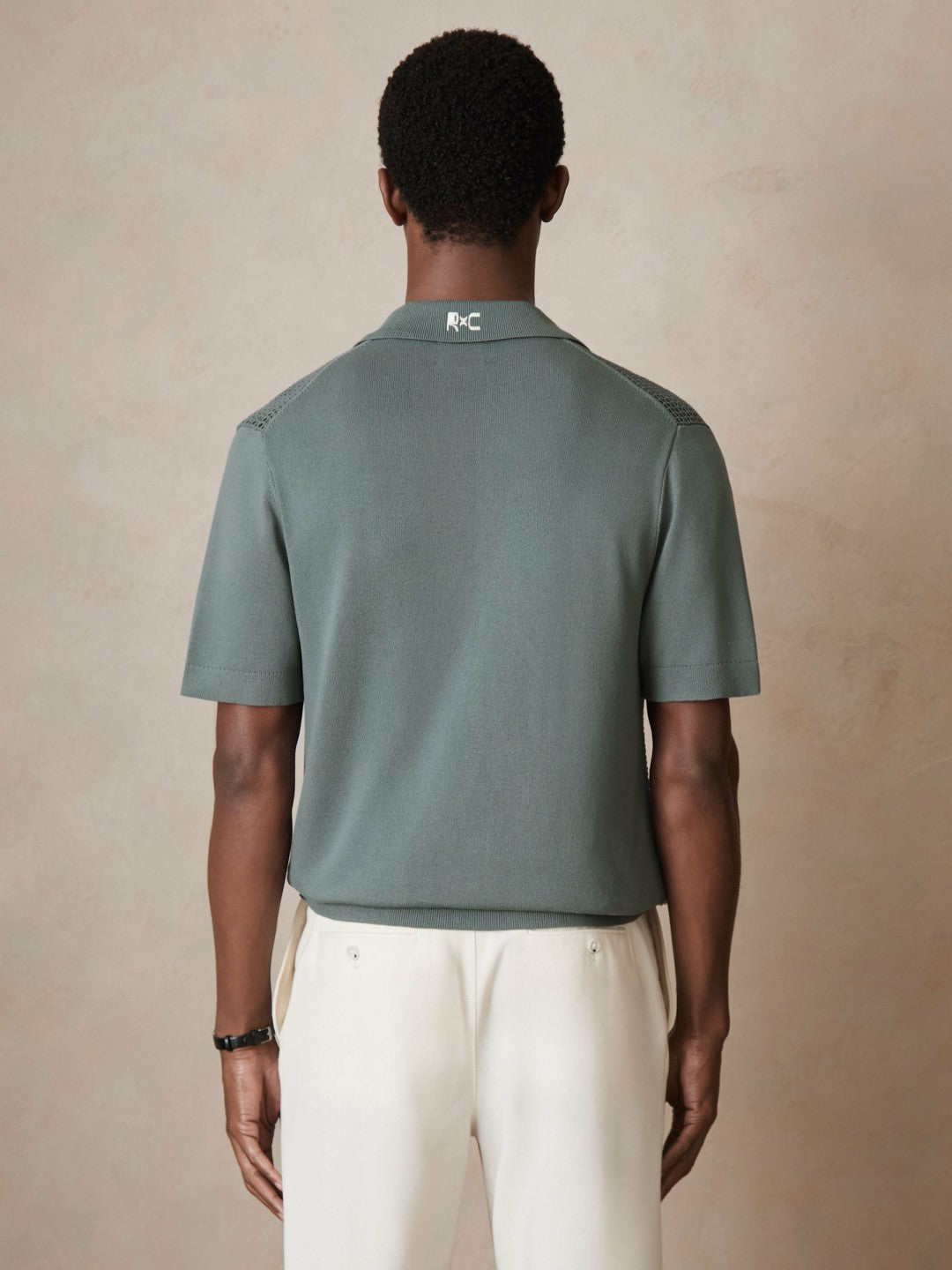 Men | Ché Beaded Crochet Shirt in Sage