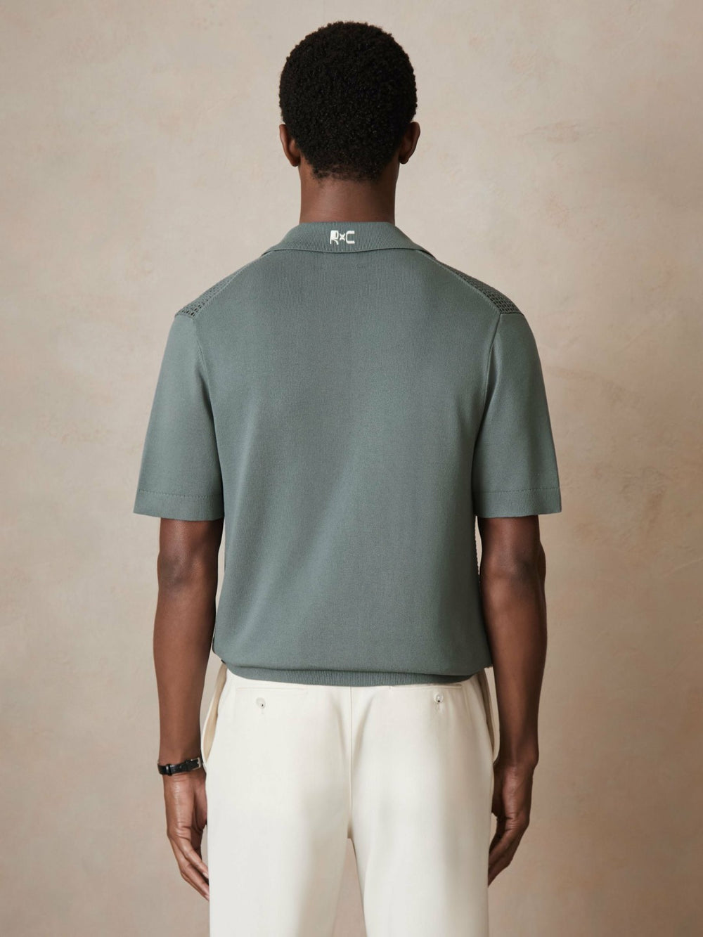 Men | Ché Beaded Crochet Shirt in Sage