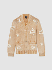 Men | Ché Motif-Embroidered Cardigan in Camel