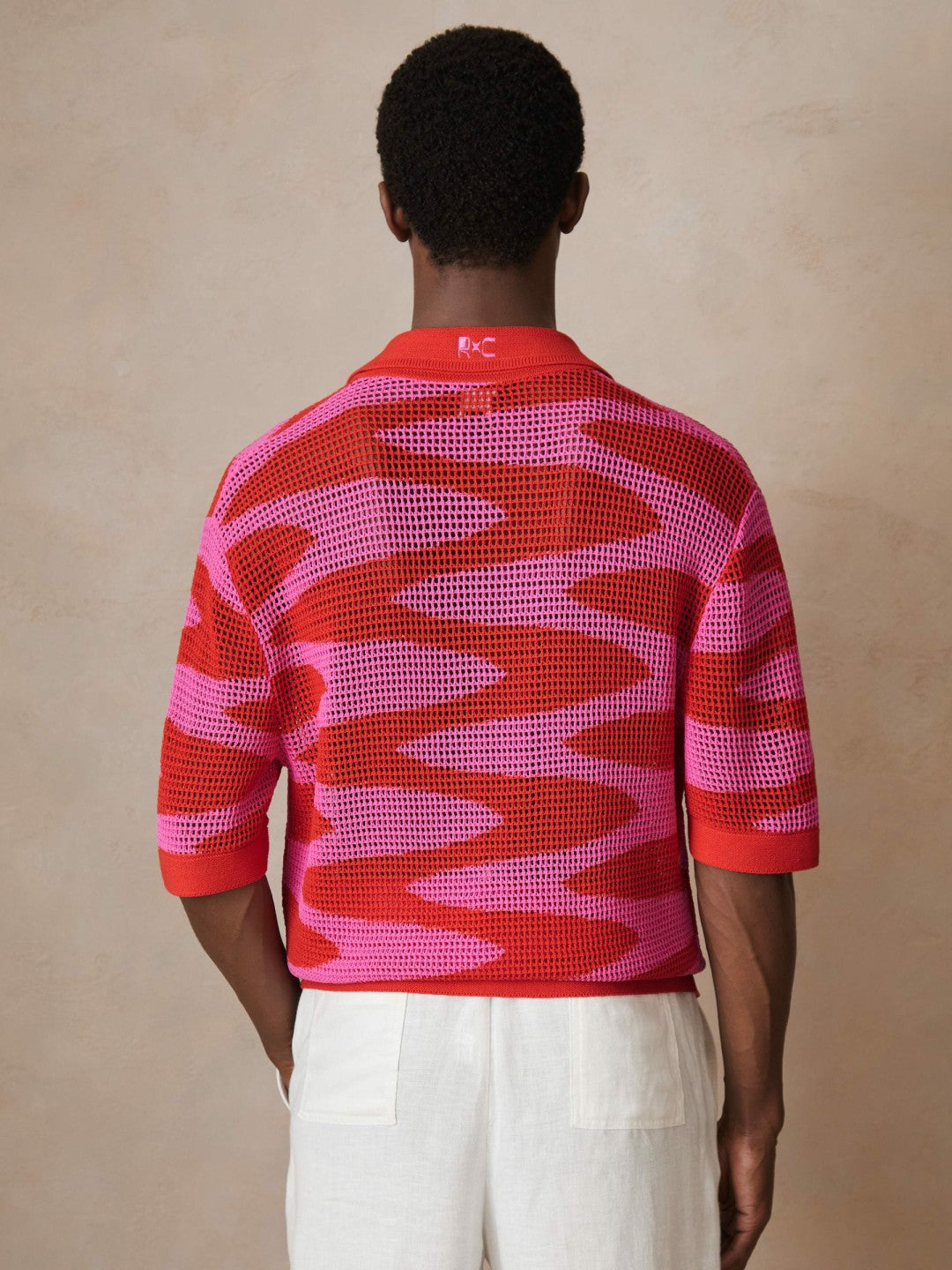 Men | Ché Wave Crochet Shirt in Pink