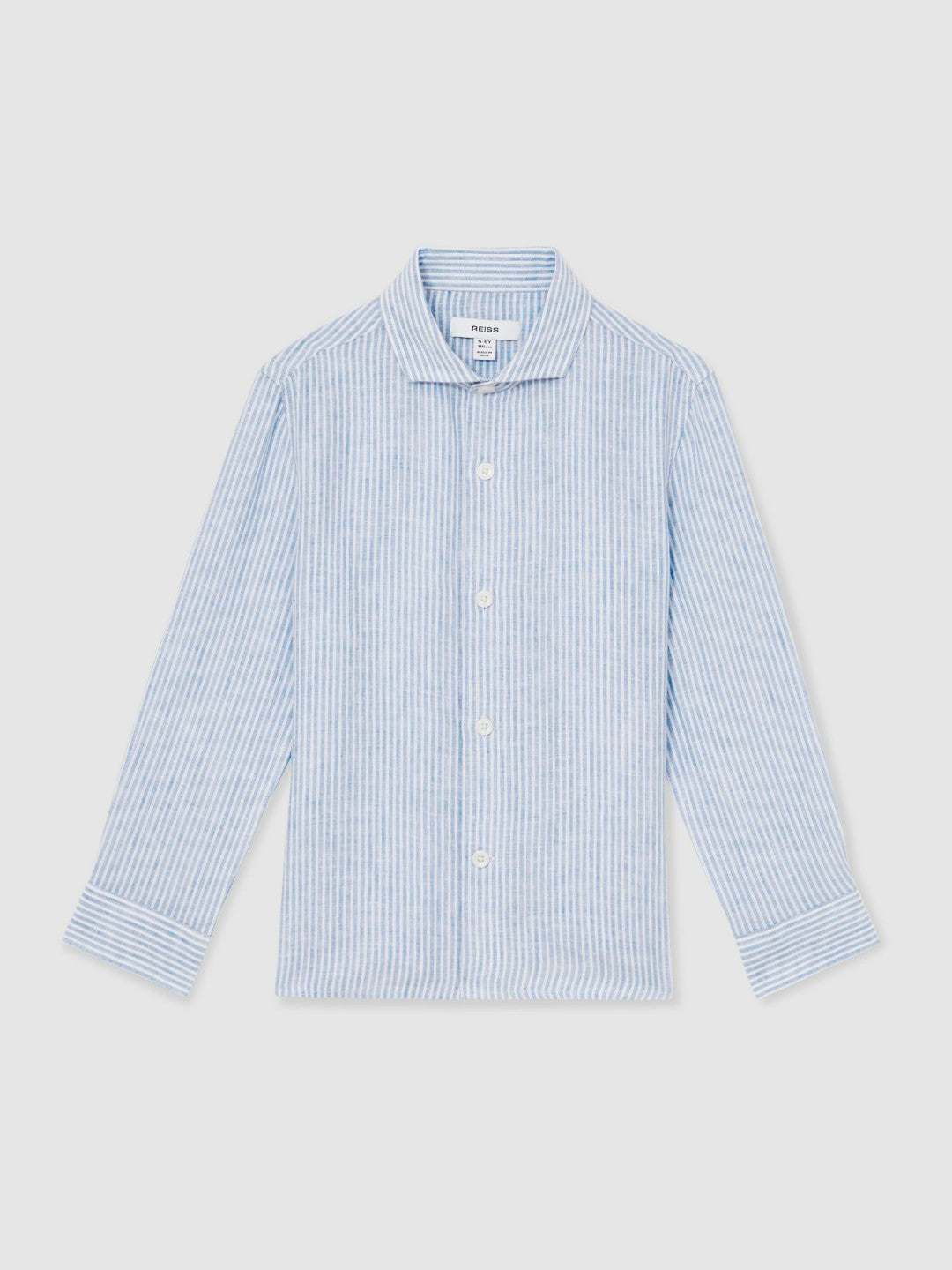 Children & Baby 13-14 yrs Linen Cutaway Collar Shirt in Blue/White Stripe