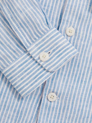 Children & Baby 13-14 yrs Linen Cutaway Collar Shirt in Blue/White Stripe