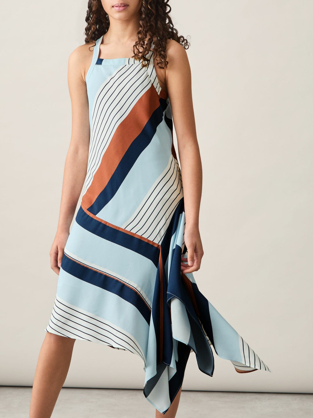 Children & Baby 9-13 yrs Stripe-Print Handkerchief Dress in Blue Print