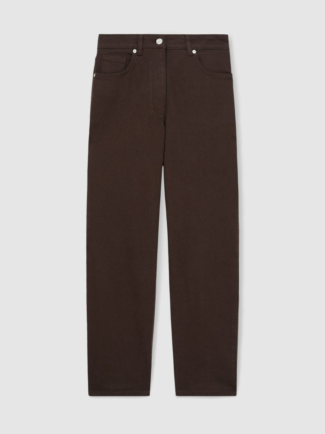 Women Petite Mid-Rise Straight-Leg Jeans in Chocolate