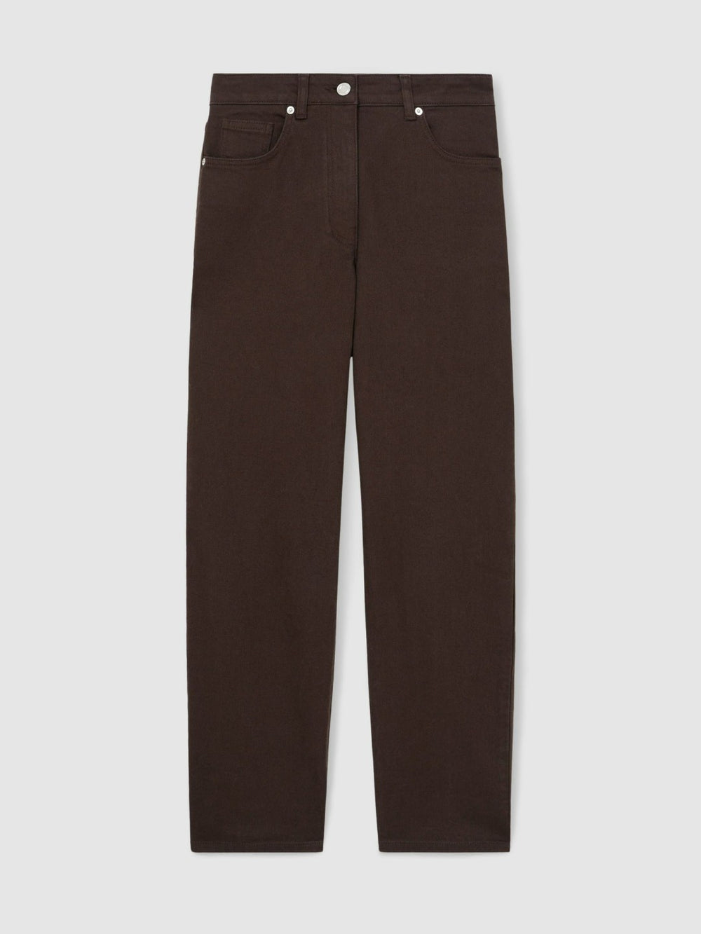 Women Petite Mid-Rise Straight-Leg Jeans in Chocolate