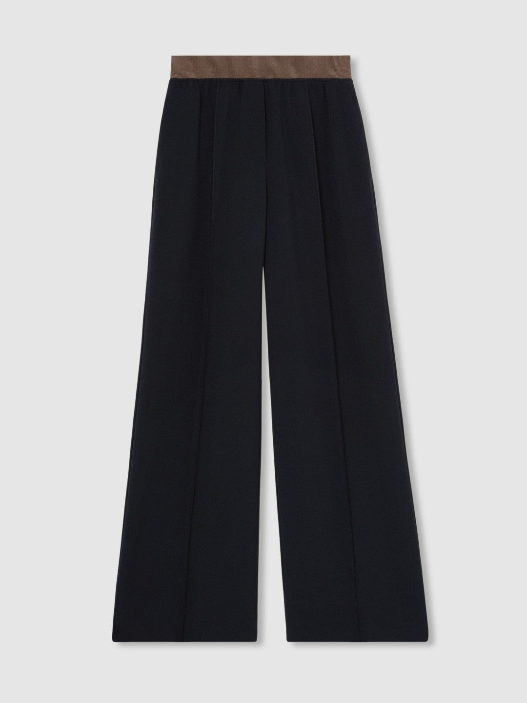 Women Petite Wide-Leg Elasticated-Waist Trousers in Navy