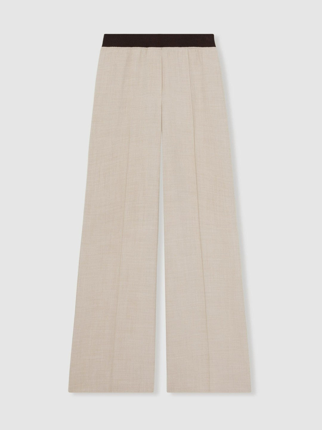 Women Petite Wide-Leg Elasticated-Waist Trousers in Neutral
