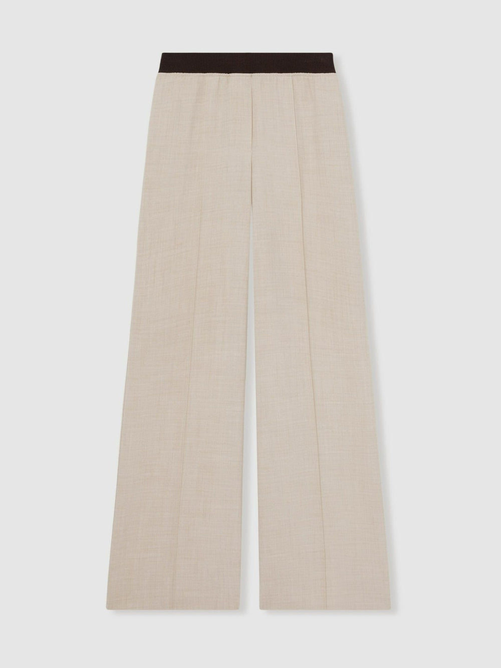 Women Petite Wide-Leg Elasticated-Waist Trousers in Neutral
