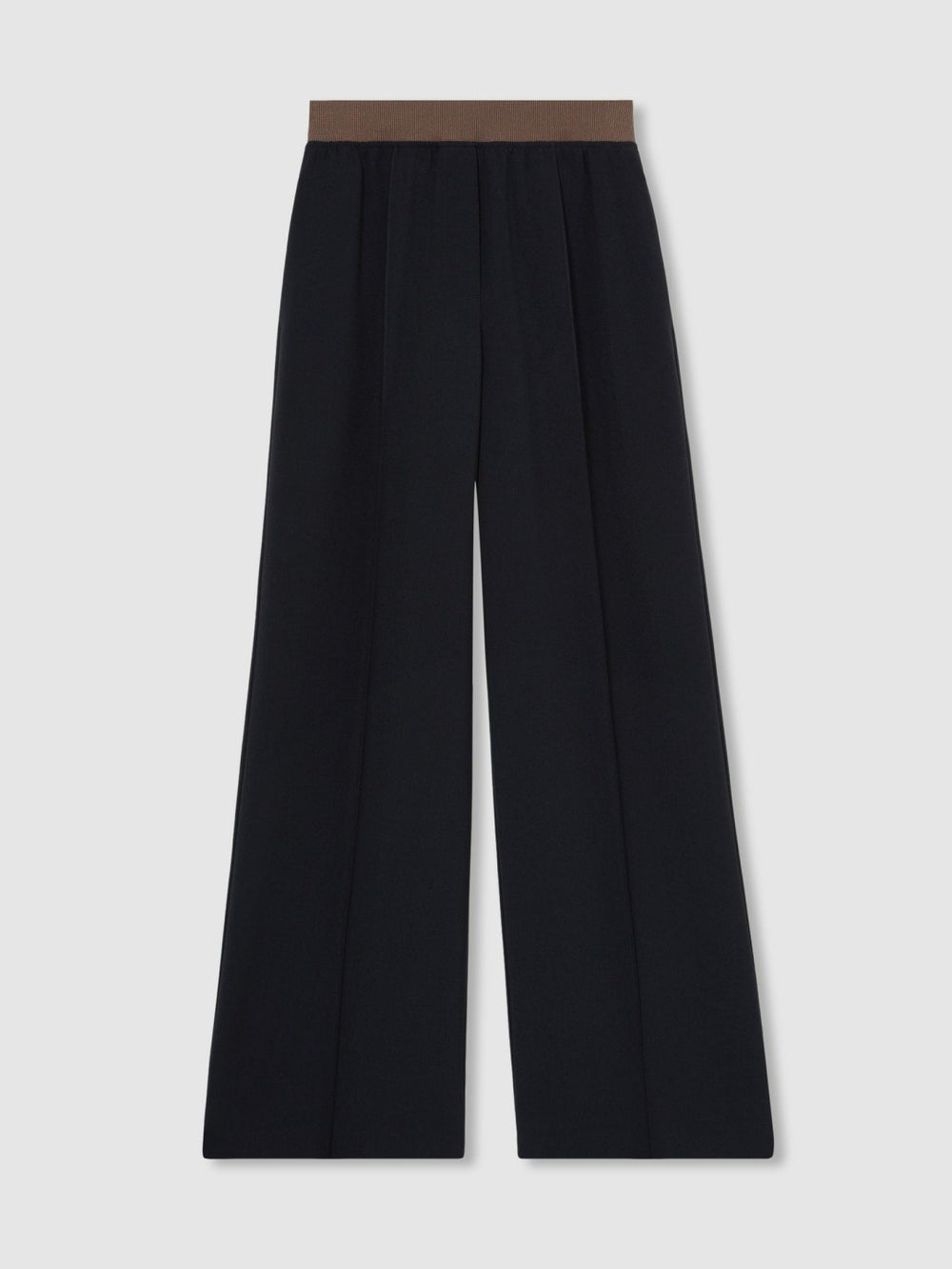Women Wide-Leg Elasticated-Waist Trousers in Navy