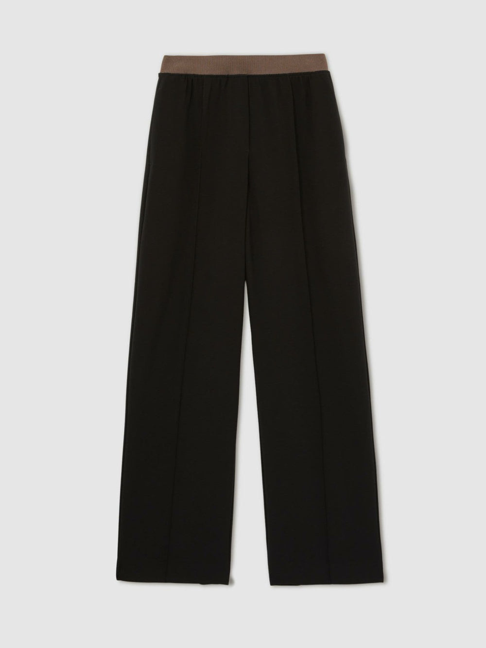 Women Wide-Leg Elasticated-Waist Trousers in Black