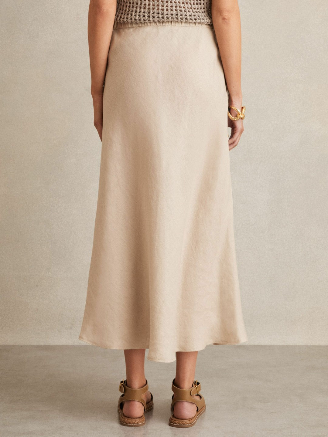 Women Slip Midi Skirt in Neutral