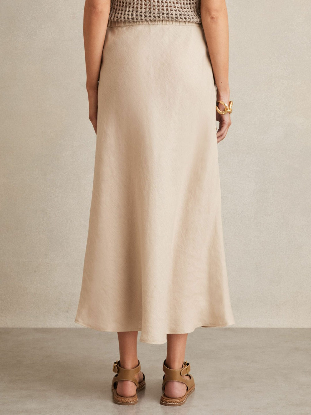 Women Slip Midi Skirt in Neutral
