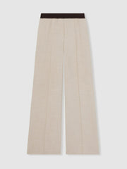 Women Wide-Leg Elasticated-Waist Trousers in Neutral