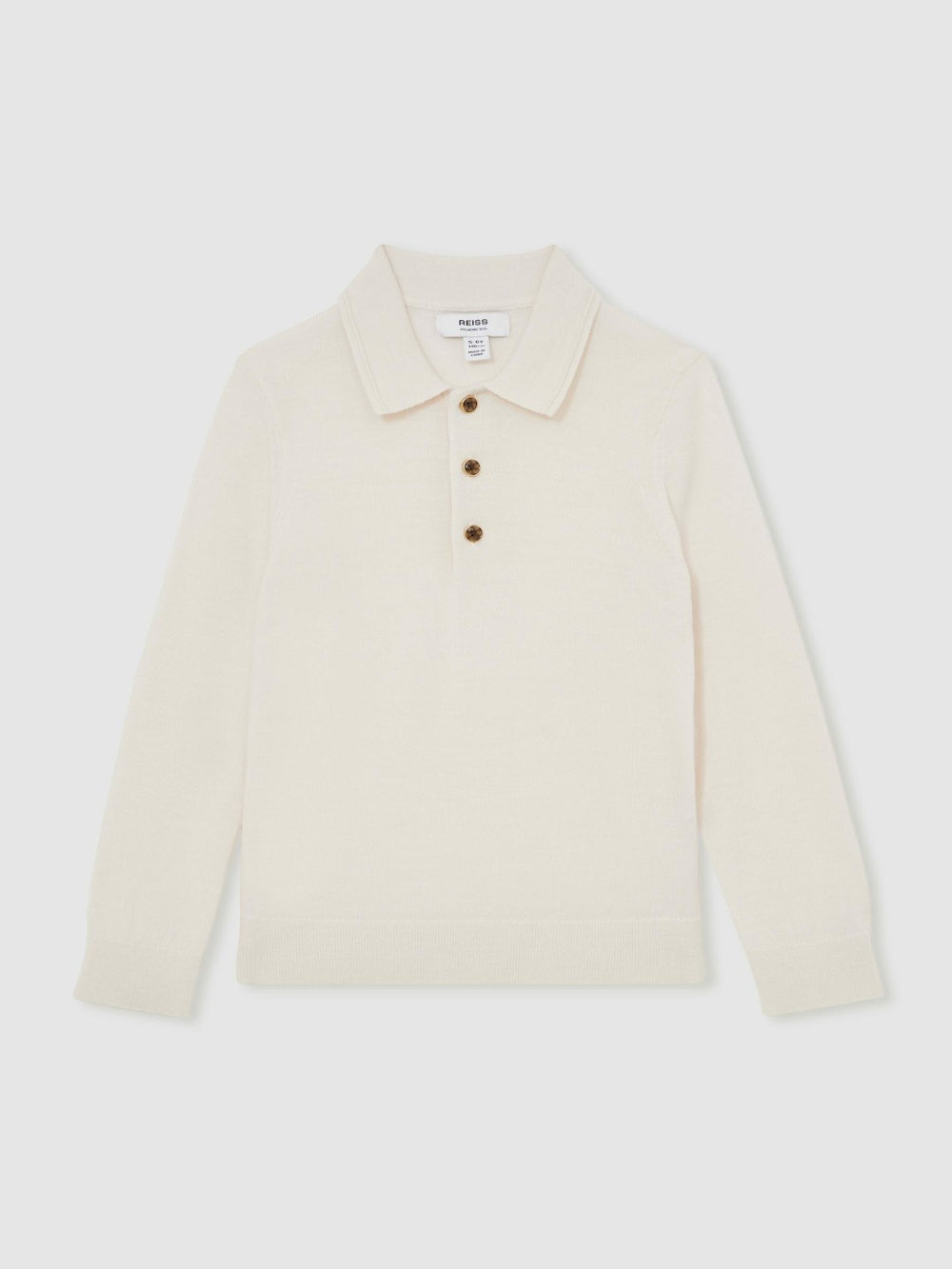 Children & Baby 9-13 yrs Merino Wool Long-Sleeve Polo Shirt in Snow