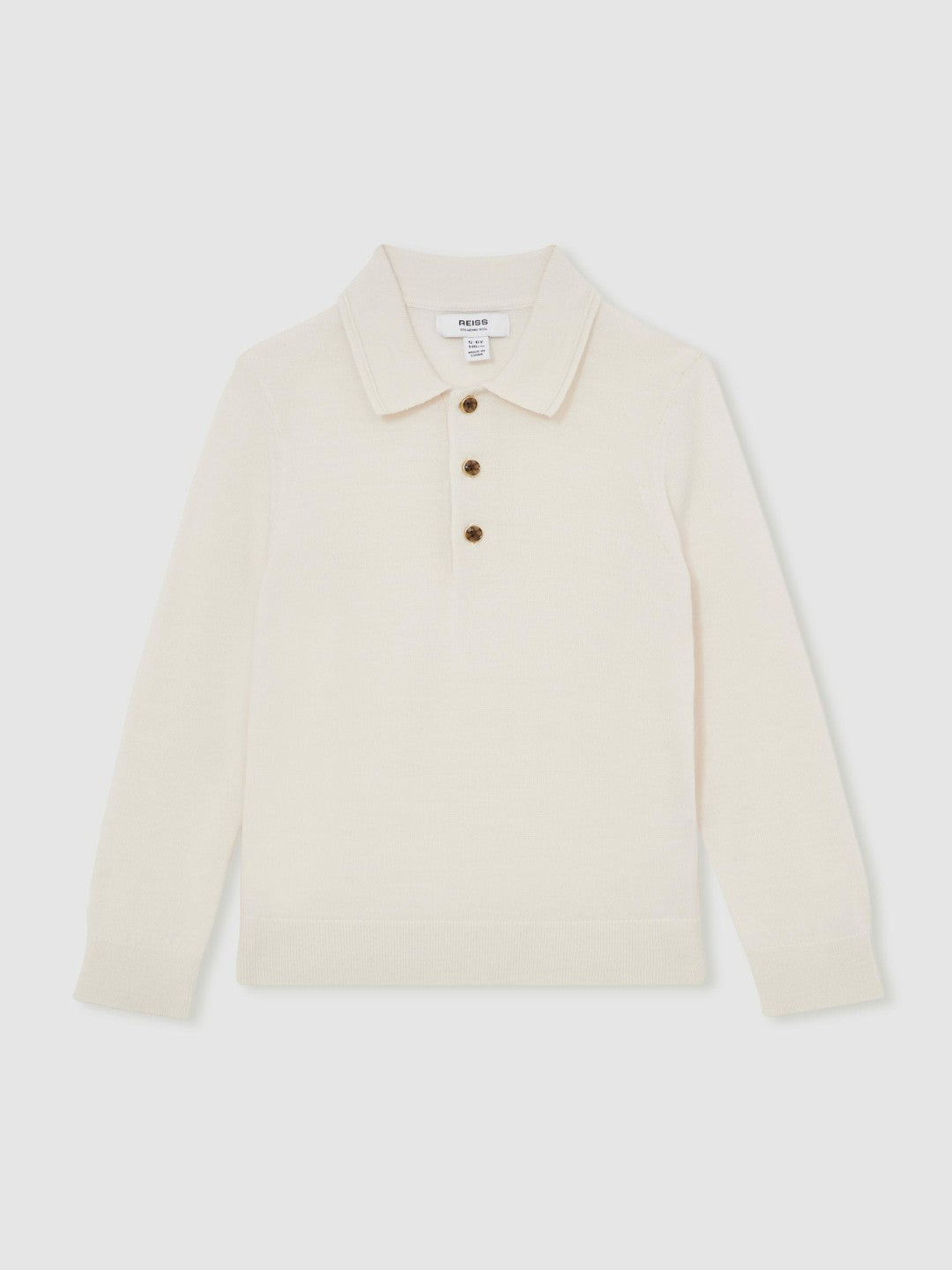 Children & Baby 4-9 yrs Merino Wool Long-Sleeve Polo Shirt in Snow