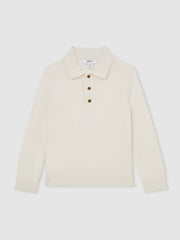 Children & Baby 4-9 yrs Merino Wool Long-Sleeve Polo Shirt in Snow