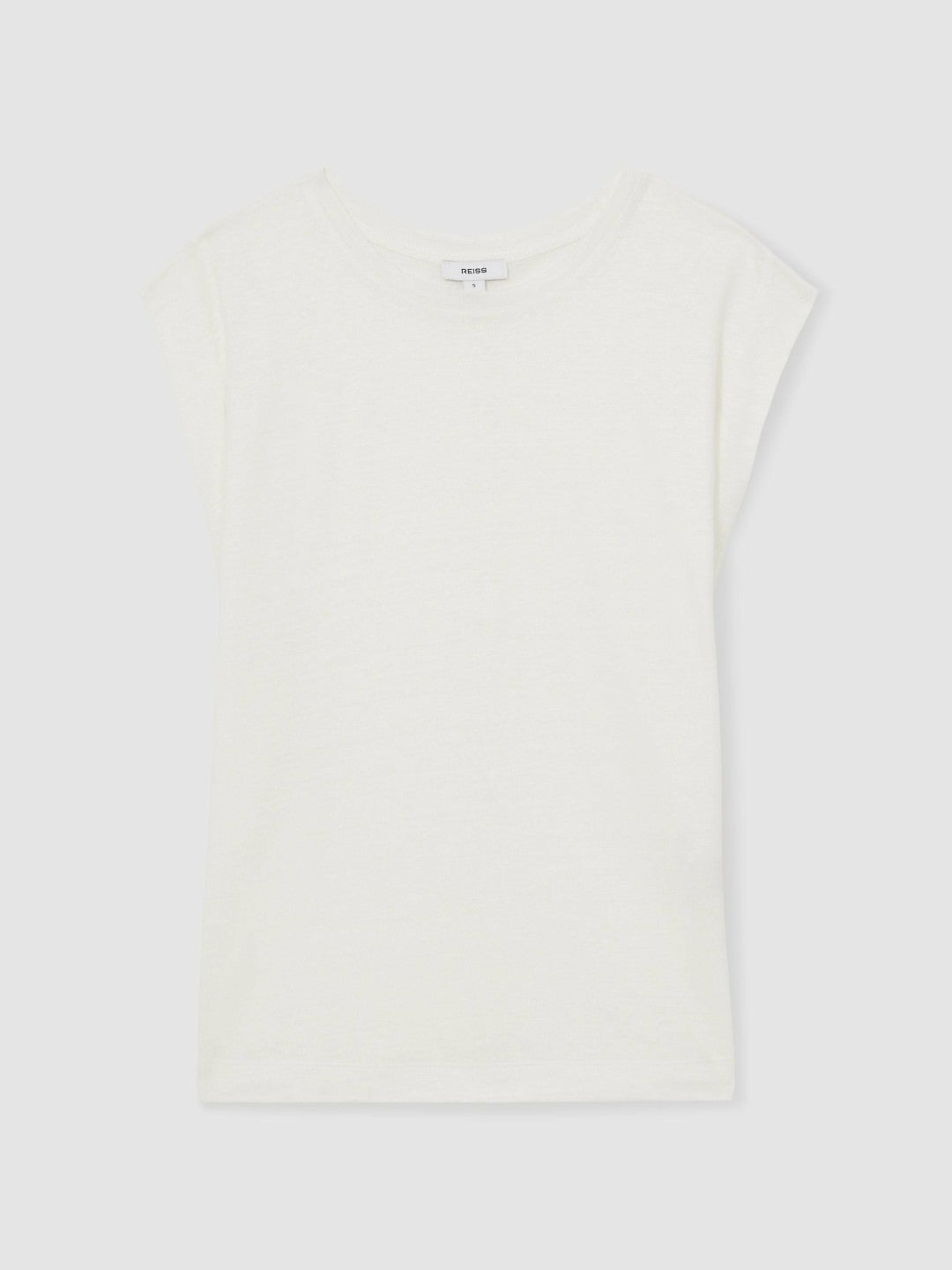 Women Linen Cap-Sleeve T-Shirt in White