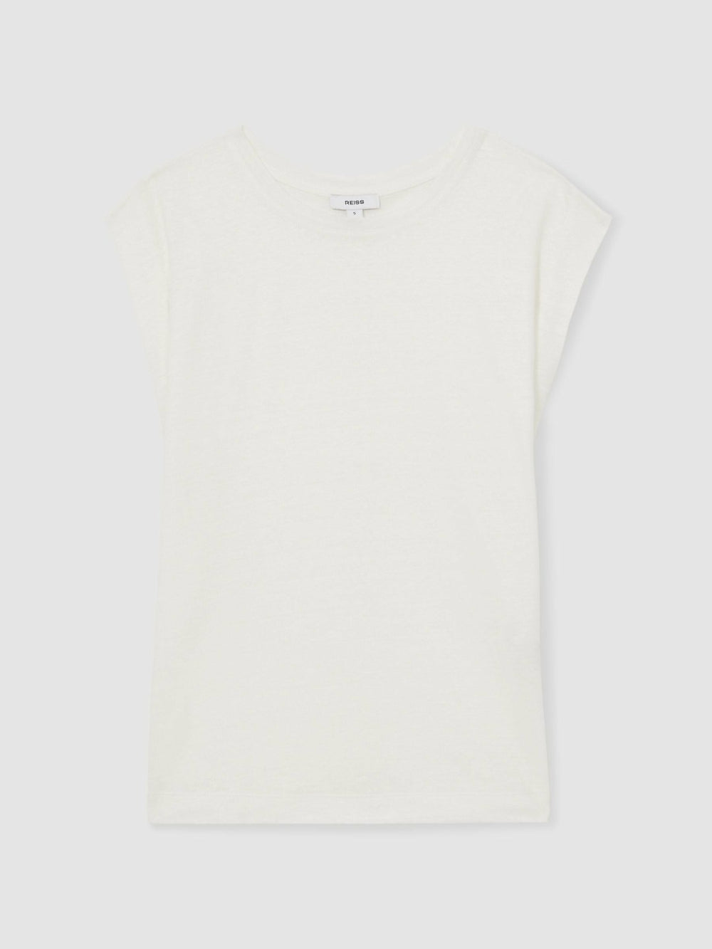 Women Linen Cap-Sleeve T-Shirt in White