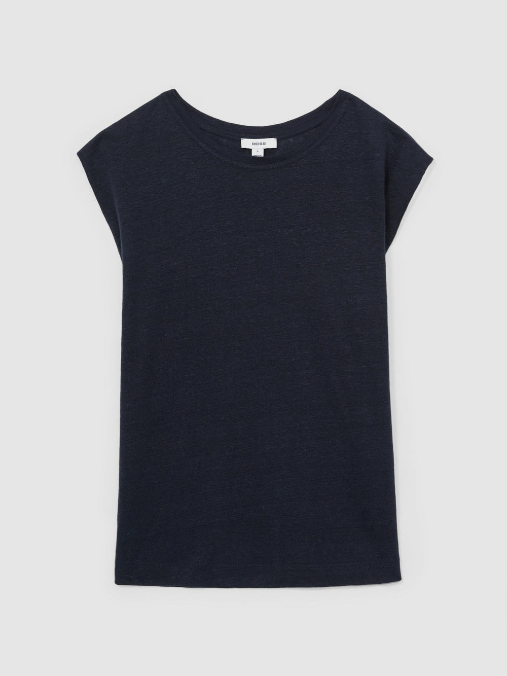 Women Linen Cap-Sleeve T-Shirt in Navy