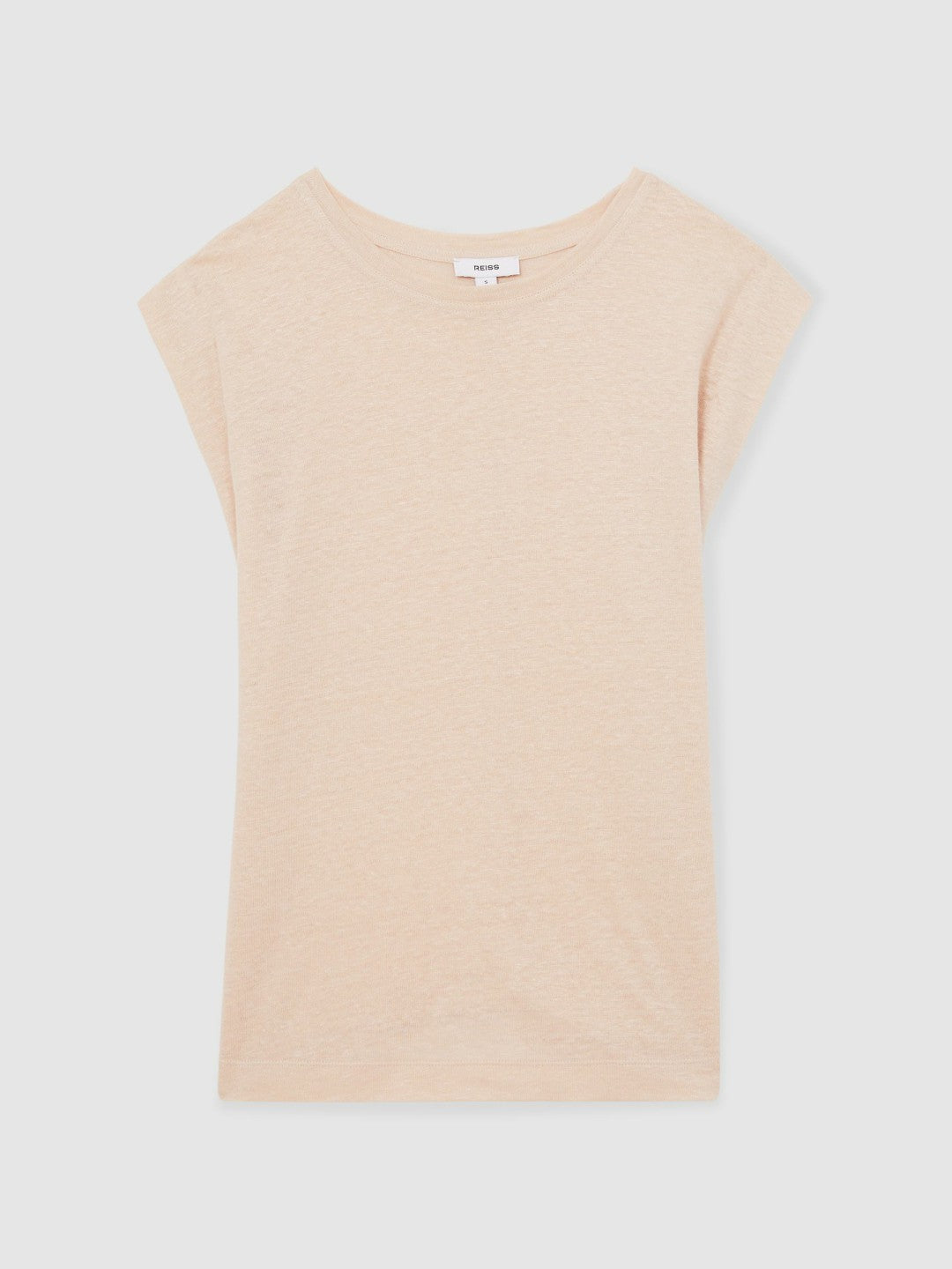 Women Linen Cap-Sleeve T-Shirt in Peach