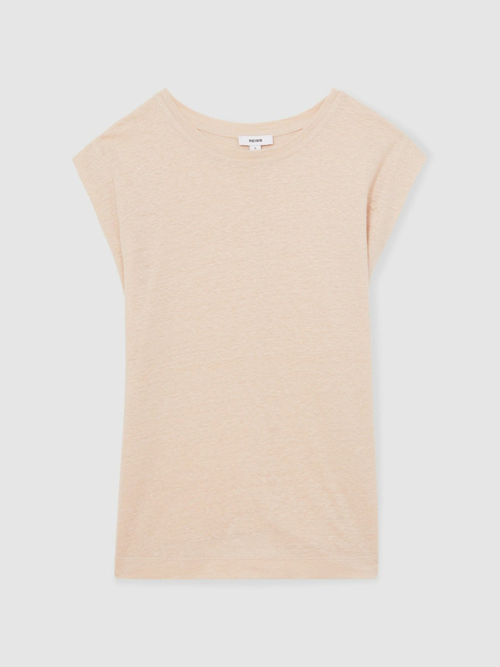 Women Linen Cap-Sleeve T-Shirt in Peach
