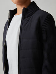 Children & Baby 3-9 yrs Hybrid Quilt and Knit Zip Through Jacket in Navy