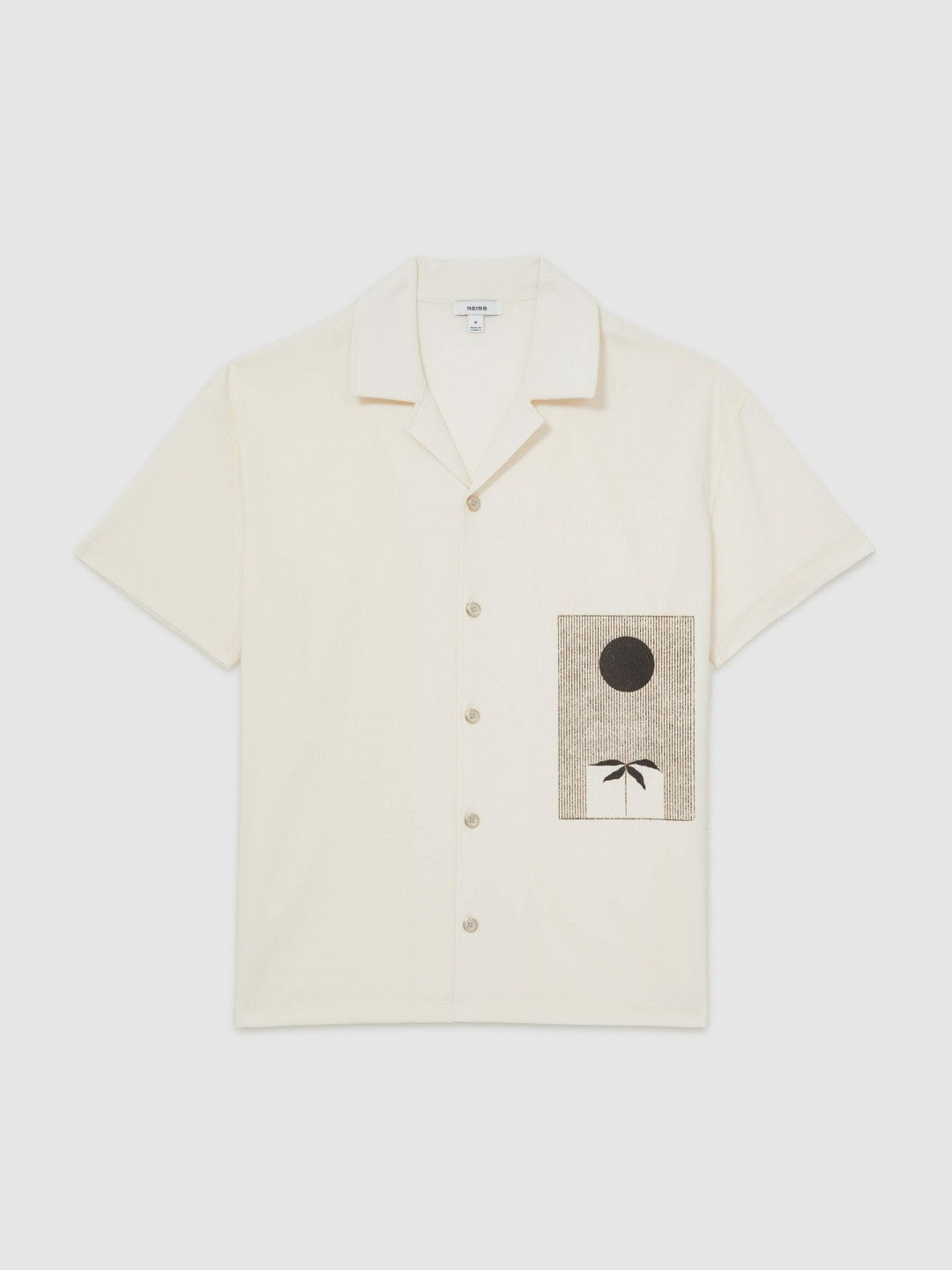 Men Graphic Print Cuban-Collar Shirt in White
