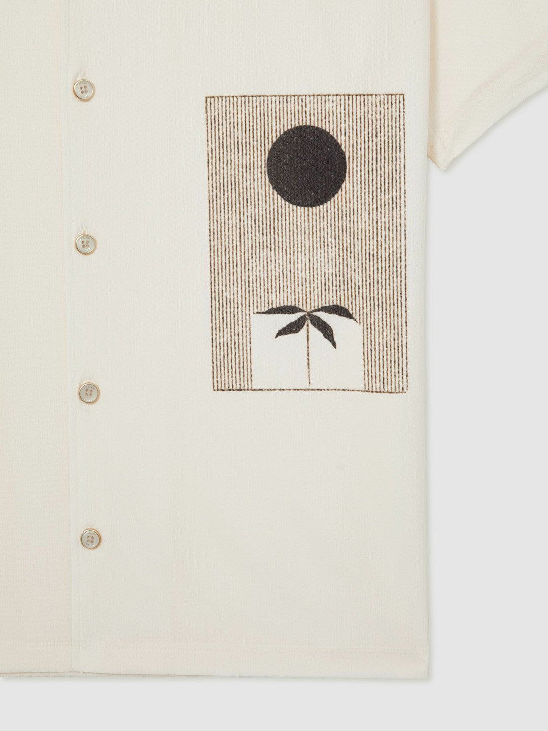 Men Graphic Print Cuban-Collar Shirt in White