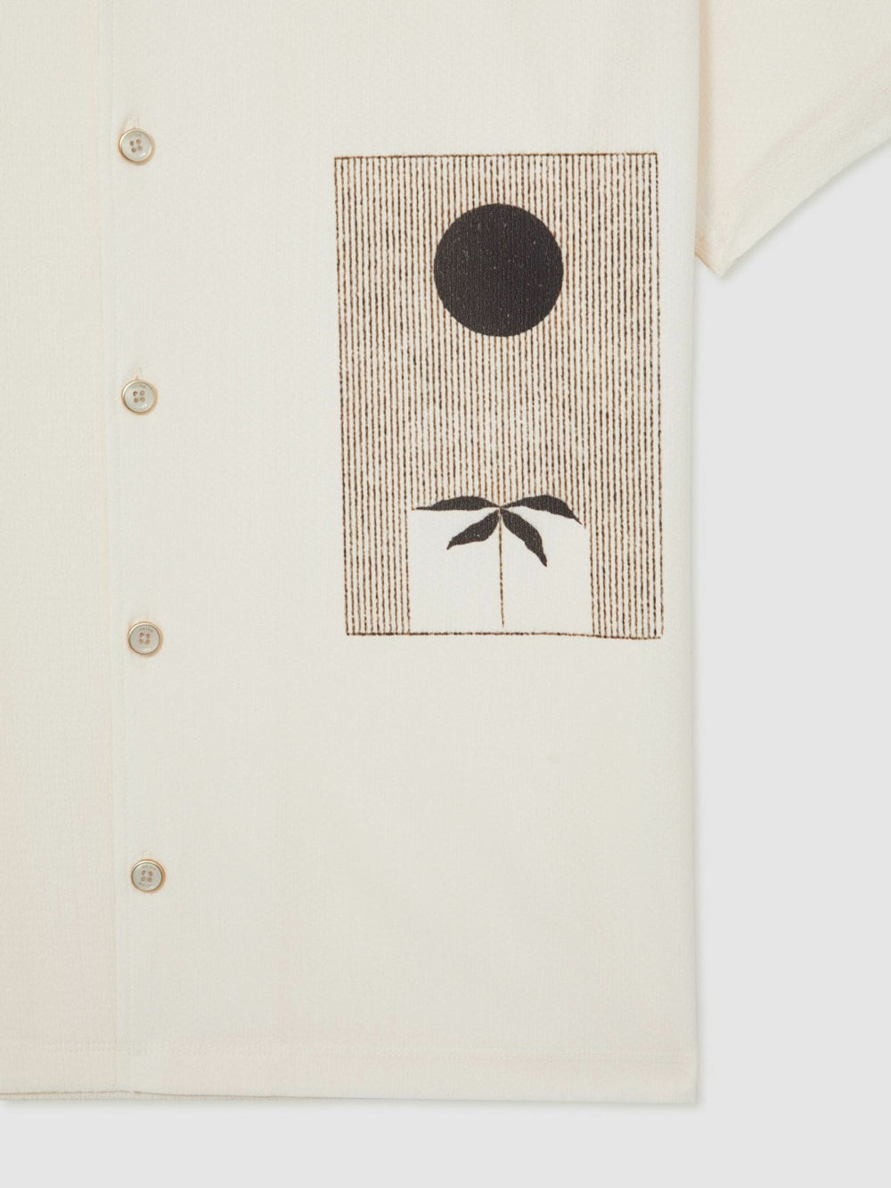 Men Graphic Print Cuban-Collar Shirt in White