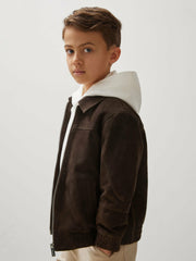 Children & Baby 13-14 yrs Unisex Fit McLaren F1 Team Suede Bomber Jacket in Distressed Brown