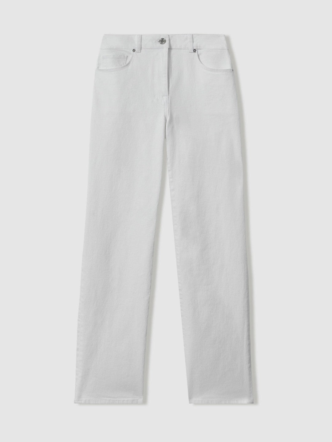 Women Petite Mid-Rise Straight-Leg Jeans in White