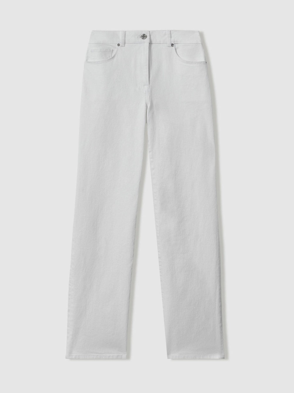 Women Petite Mid-Rise Straight-Leg Jeans in White