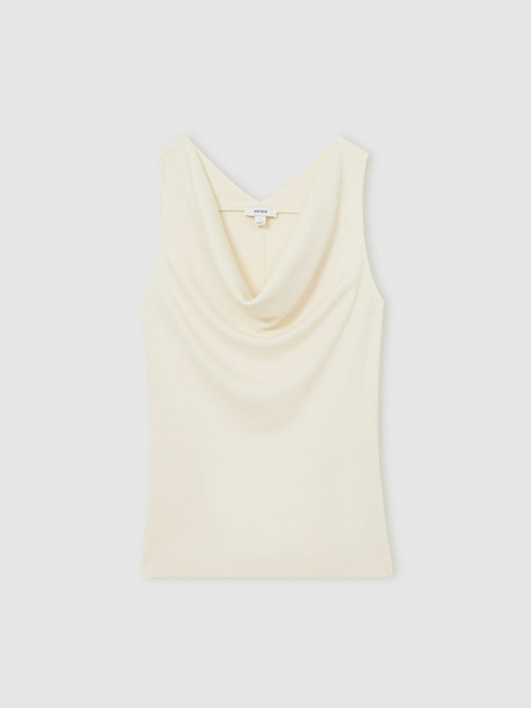 Women Ribbed Cowl-Neck Vest in Ivory