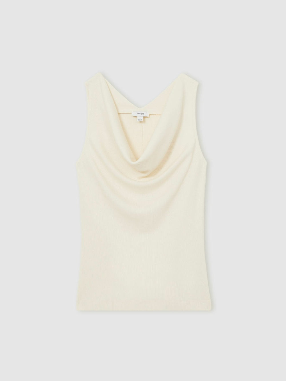 Women Ribbed Cowl-Neck Vest in Ivory