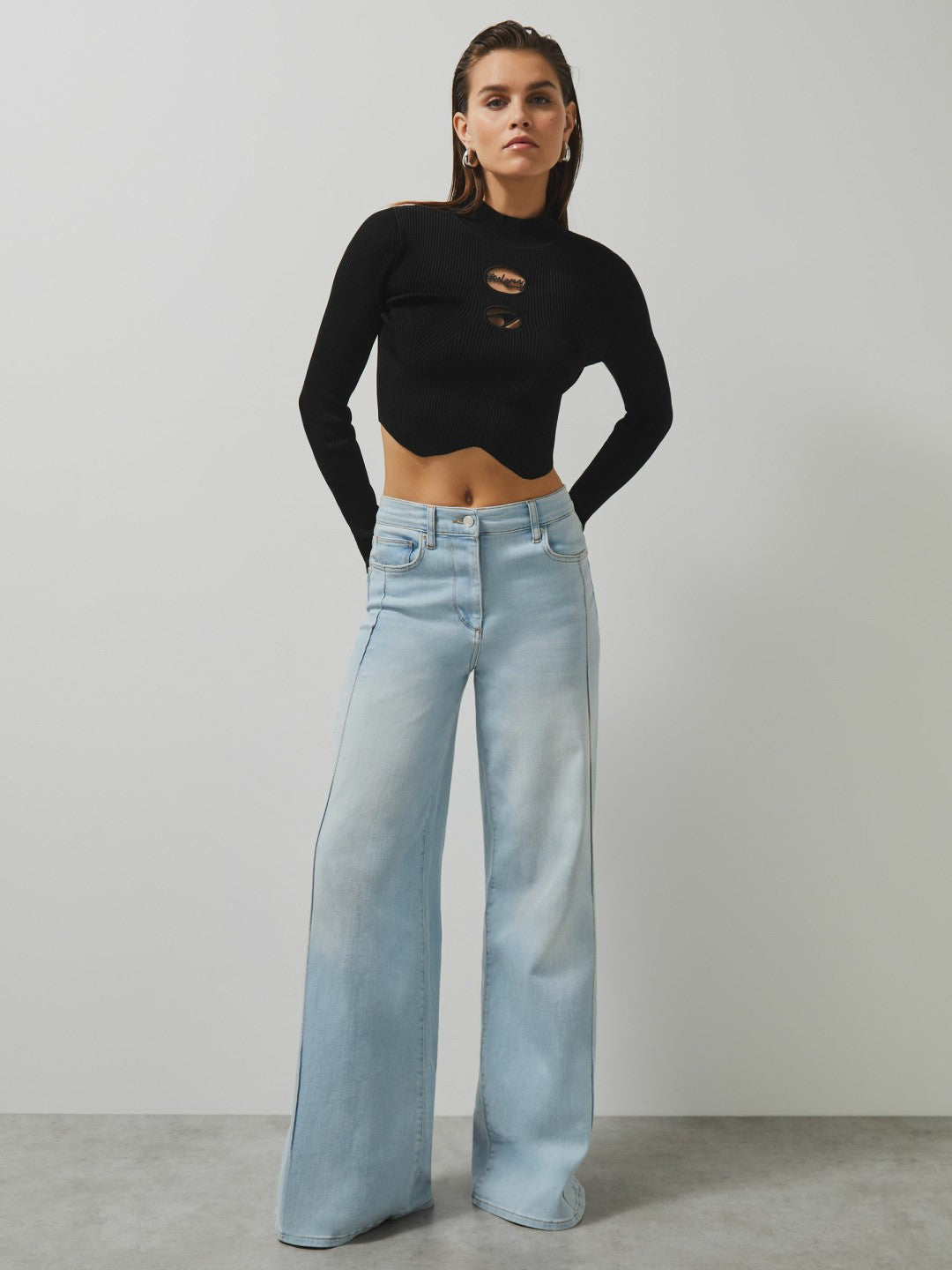 Women McLaren F1 Team Cut-Out Knit Crop Top in Black