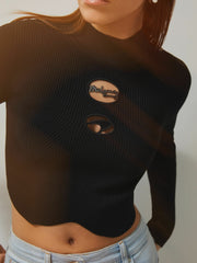 Women McLaren F1 Team Cut-Out Knit Crop Top in Black