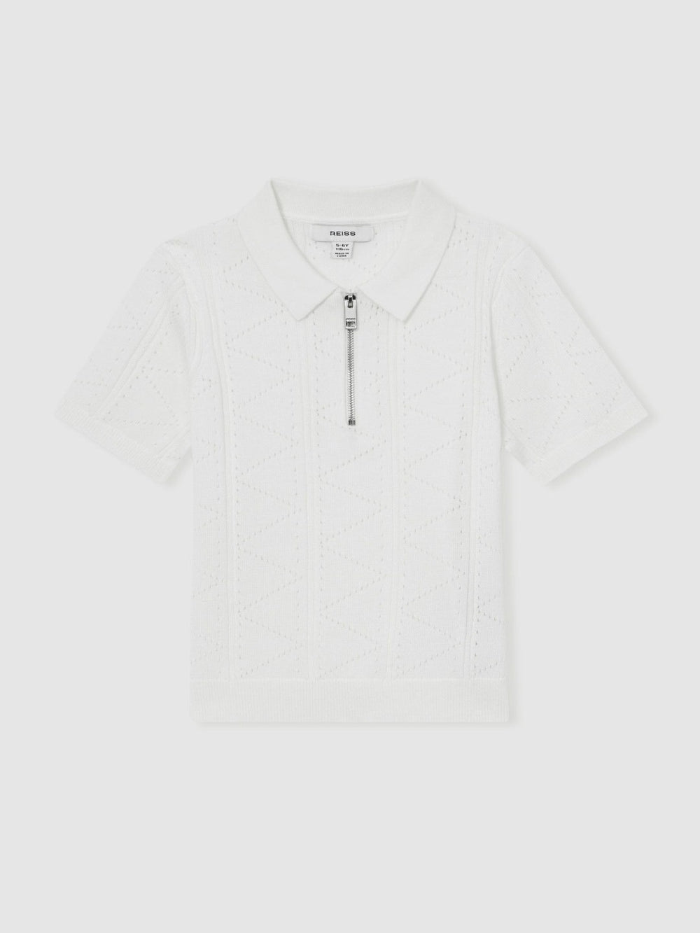 Children & Baby 9-13 yrs Half-Zip Pointelle Polo Shirt in Off White