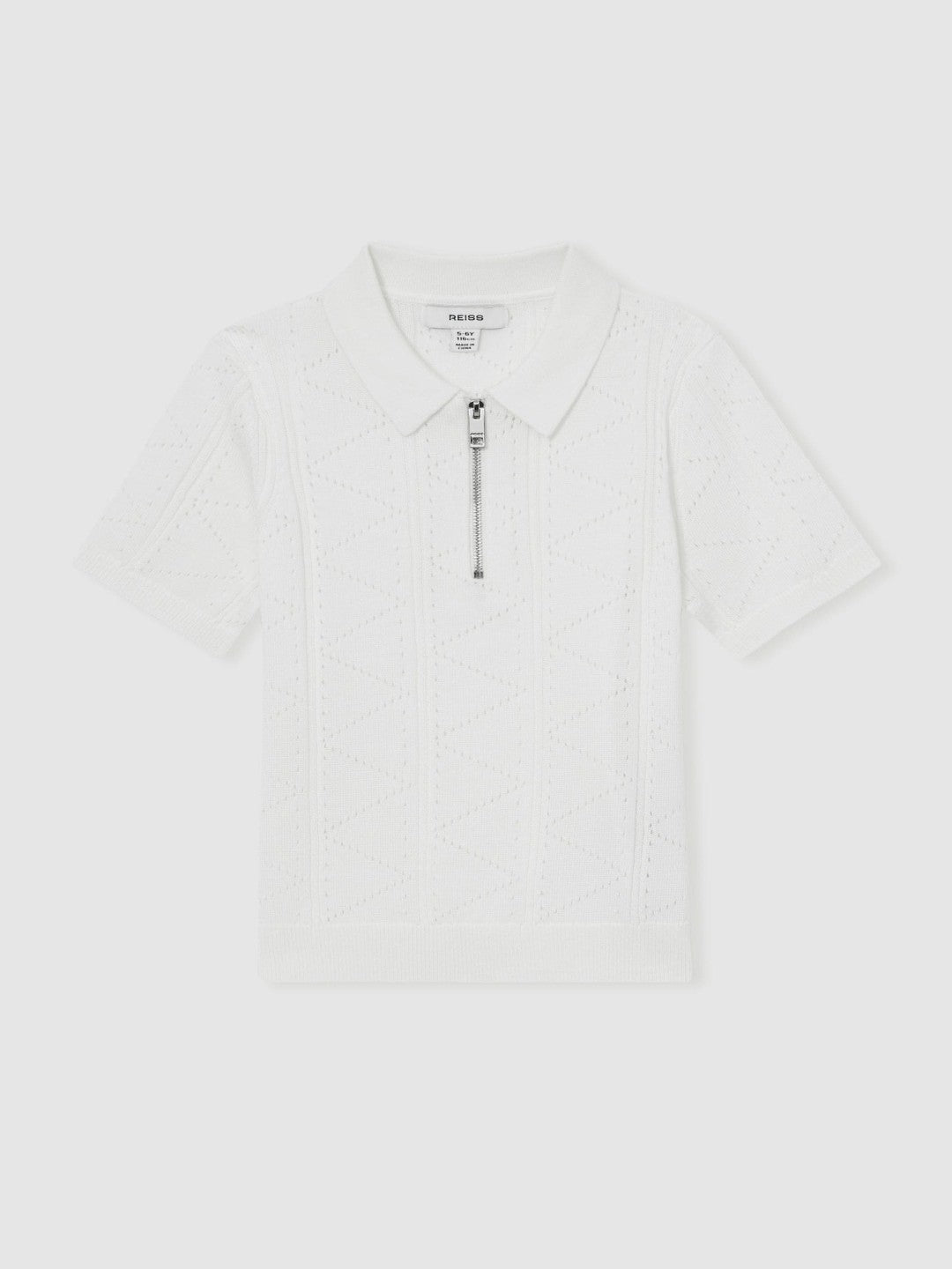 Children & Baby 3-9 yrs Half-Zip Pointelle Polo Shirt in Off White