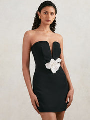Women Halston Strapless Fitted Mini Dress in Black