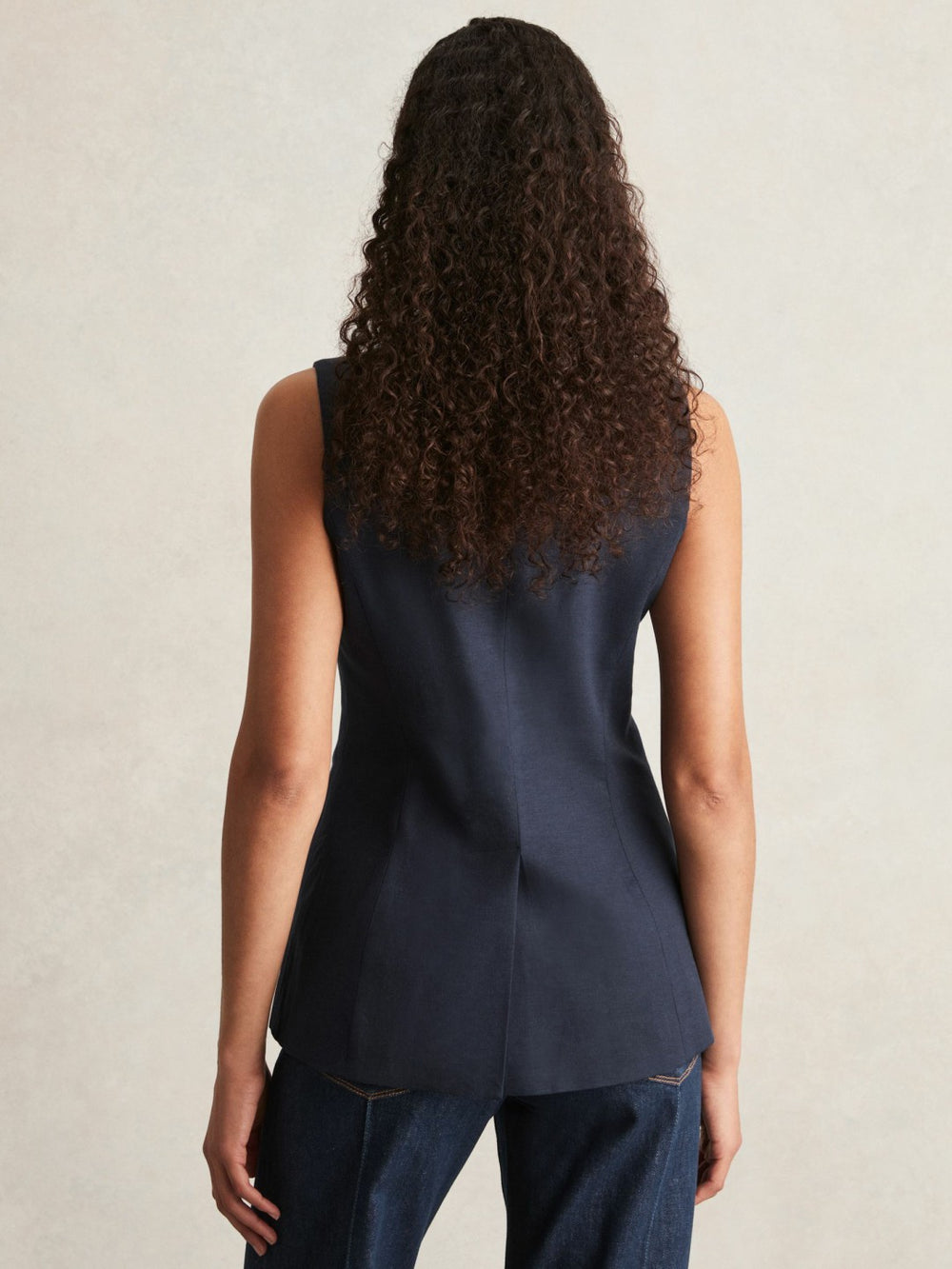 Women Paige Button-Through Vest in Dark Ink Blue