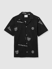 Men Les Deux Cotton Embroidered Shirt in Black Print