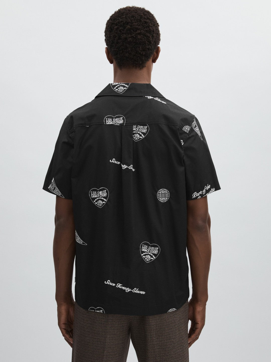 Men Les Deux Cotton Embroidered Shirt in Black Print