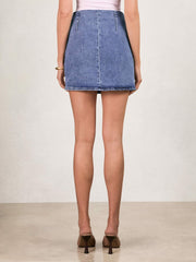 Women Denim Mini Skirt in Indigo Blue